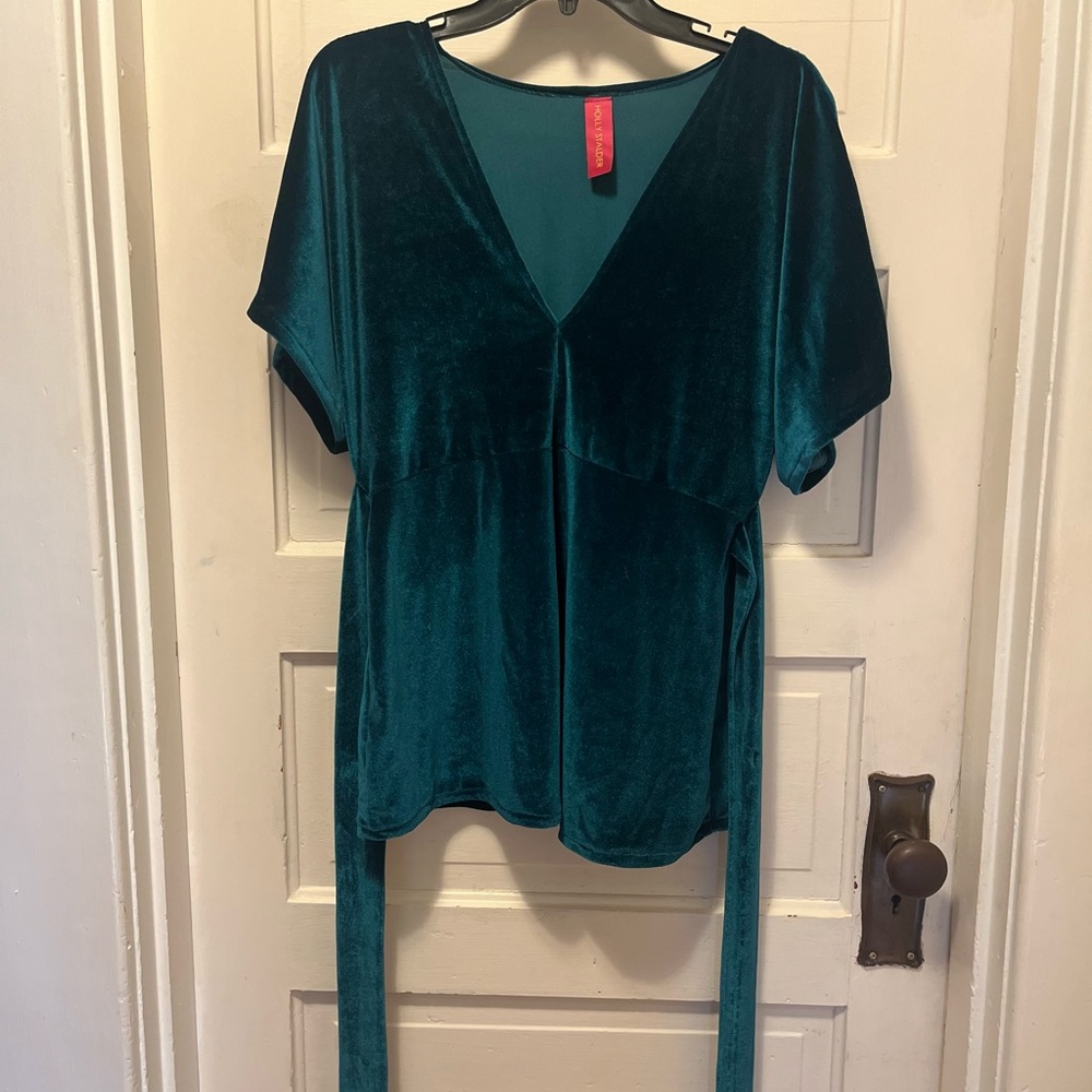 Holly Stalder Teal Velvet Women's Top